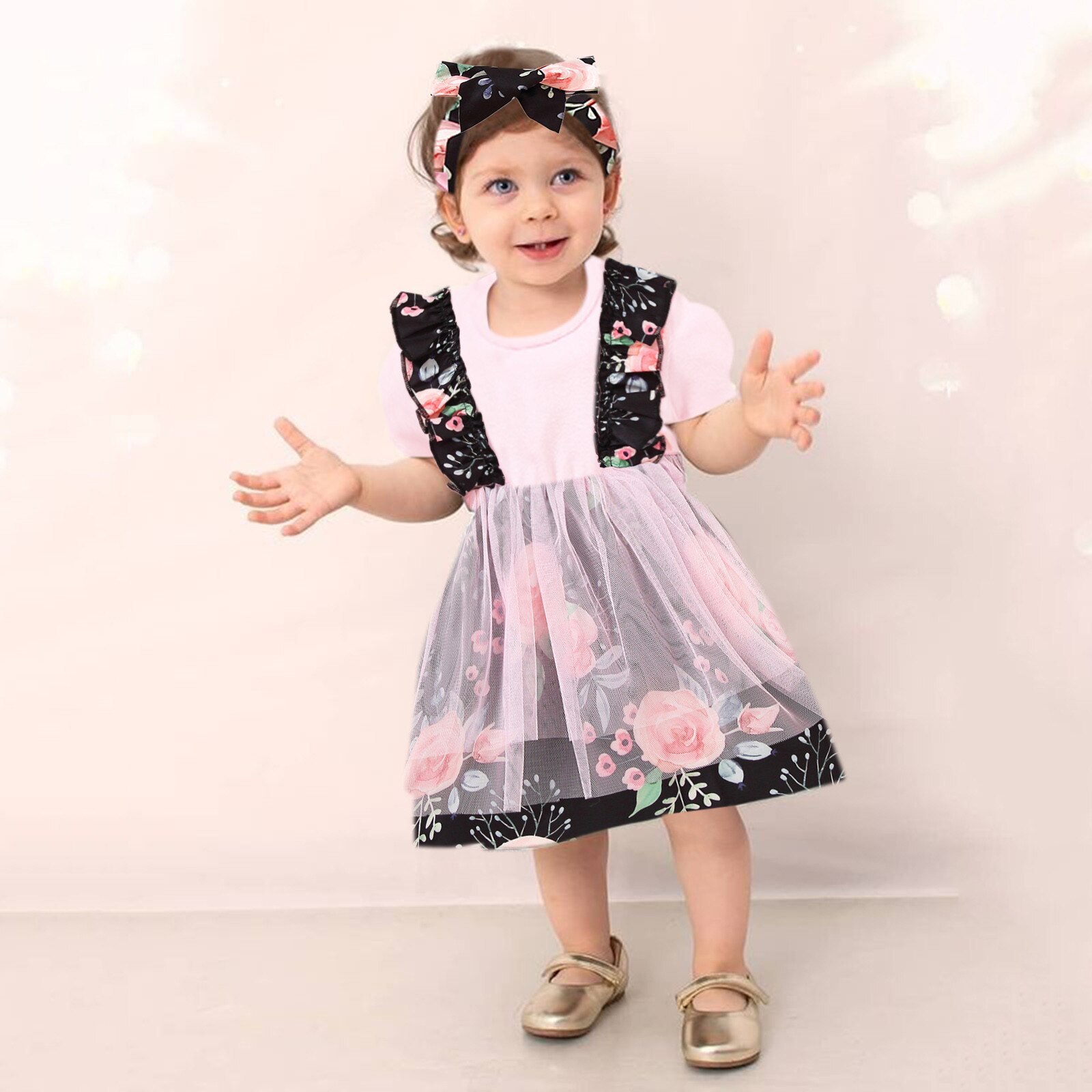 Recién Nacido bebé niñas florales de retales Impresión de burbuja conjunto de vestido de princesa traje de bautismo vestidos de tutú princesa niño niña