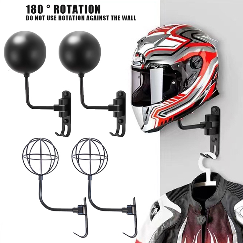 180 ° Rotatie helmhanger met haken voor jassen, petten, sleutelhaak, multifunctioneel voor opslag, motorhelmrek, wandhouder