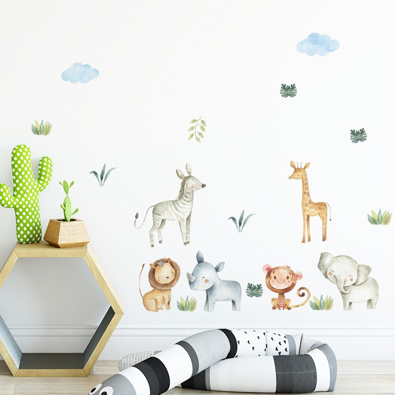 Zollor diy jungel dyr venner veggklistremerke miljøvennlig pvc hjem baby barn rom tegneserie veggmaleri dekaler barnehage sovesal dekor