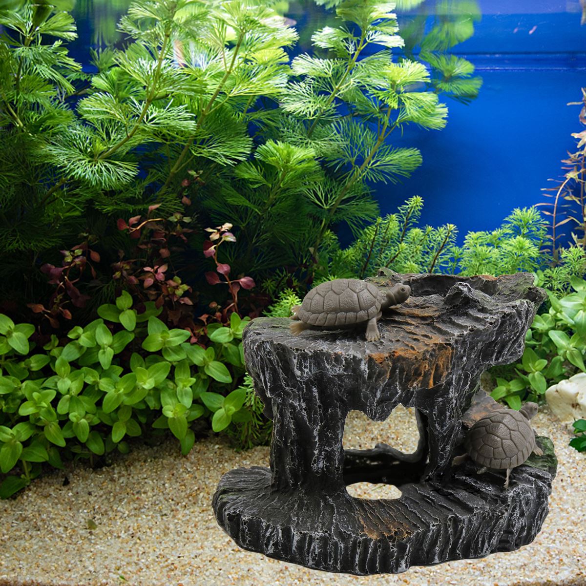 Fish Turtle Basking Platform Tortoise Reptiles Basking Climbing Platform Resin Hiding Cave Ornament For Aquarium Fish Tank