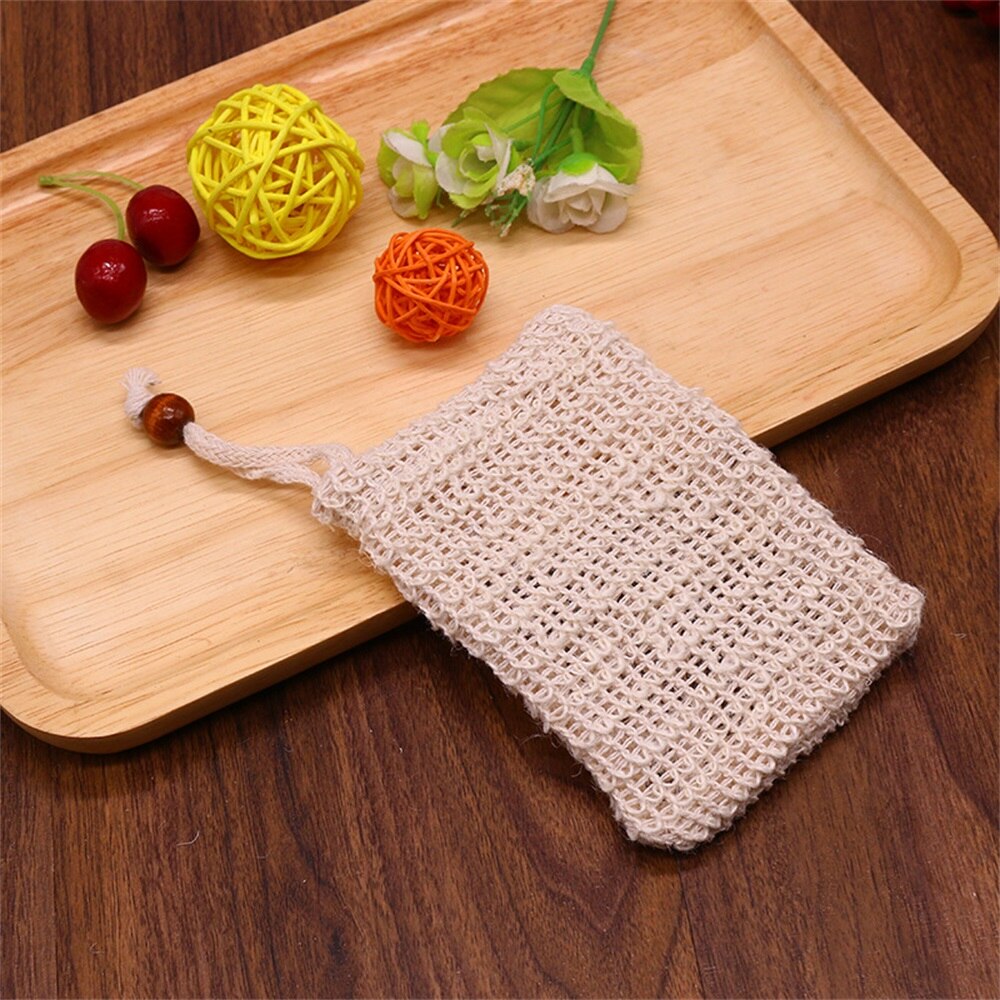 Sac à savon en Sisal naturel de chanvre, sacs de rangement en maille de Ramie, filet à Double couche pour mousse, porte-savon à bulles facile