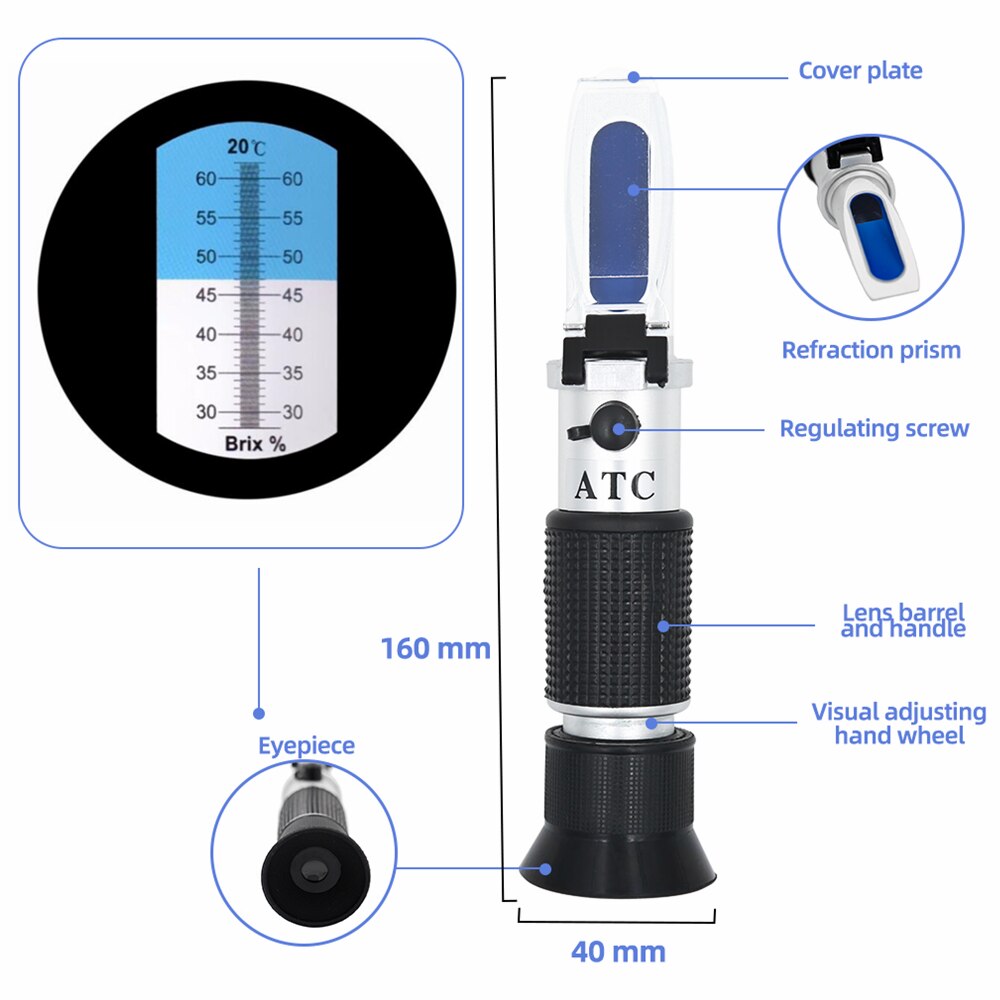 28-62% Brix Refractometer for sugar content fruit juice liquids Handheld Tester accuracy Brix measurement instrument 50%off