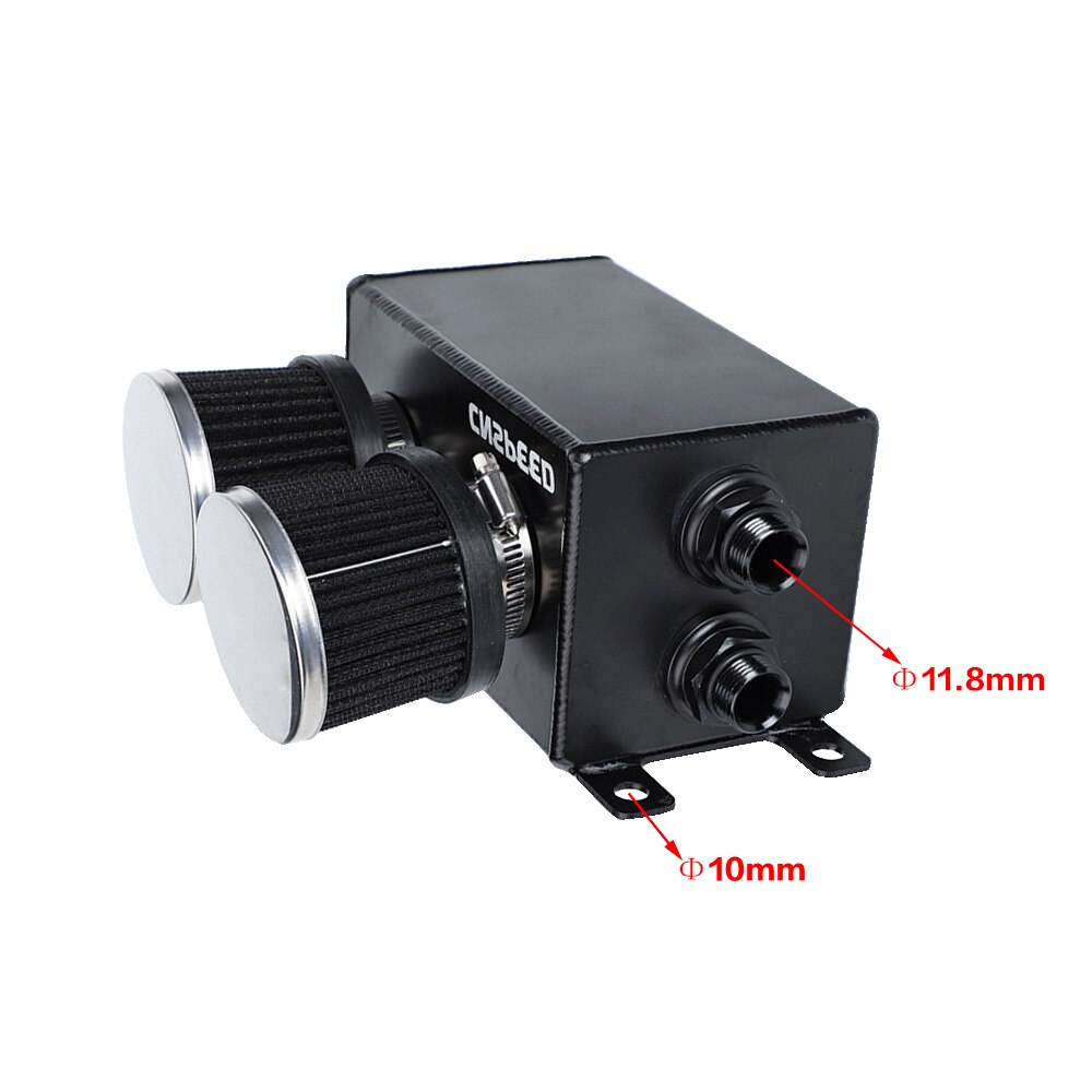 CNSPEED Black Aluminum Oil Catch Can Reservoir Tank Fuel Tanks With Breather Fliter Baffled