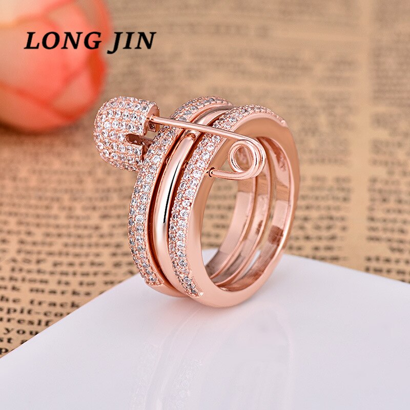 Europa en de verenigde staten zirkoon pin ring trend persoonlijkheid ring vrouwelijke zilverkleurige verwijderbare ring sieraden