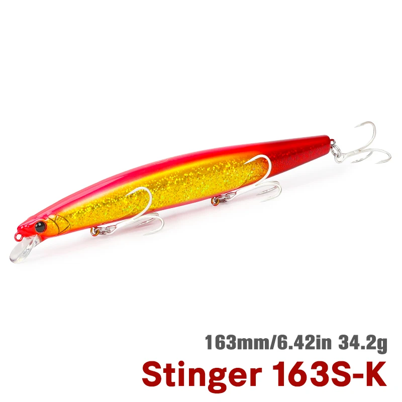 TSURINOYA STINGER 163S Inshore Fishing Sinking Minnow Lure 163mm 34.2g Ocean Beach Fishing Hard Bait For Seabass Flounder Picua: Brown