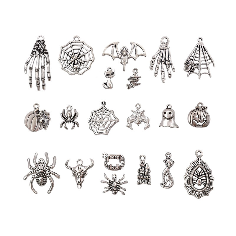 Halloween charms vedhæng 100pc blandet metal metal zink legering charms til diy smykker halskæde armbånd gør håndlavet håndværk
