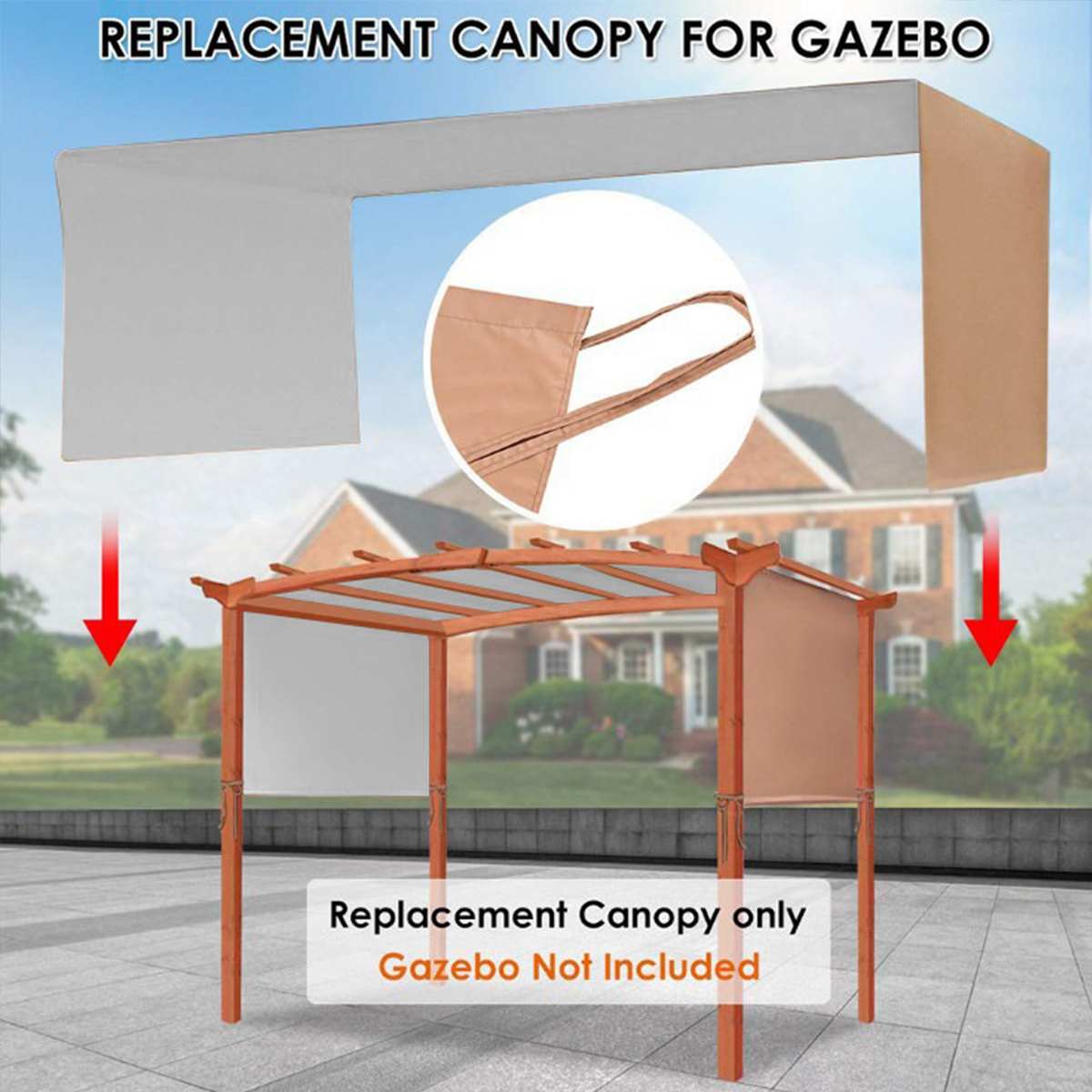 17x6.5Ft Pergola Canopy Replacement Cover Outdoor Yard Patio Tan Sun Shade 1 Canopy Shelter(Not Included Other Stuff)