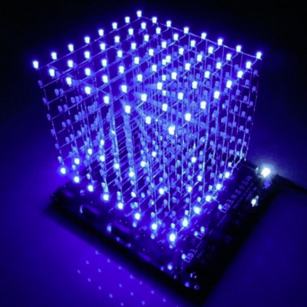 3d led cube 8x8x8 lumière nouveaux articles PCB conseil nouveauté nouvelles bleu carré kit de bricolage 3mm