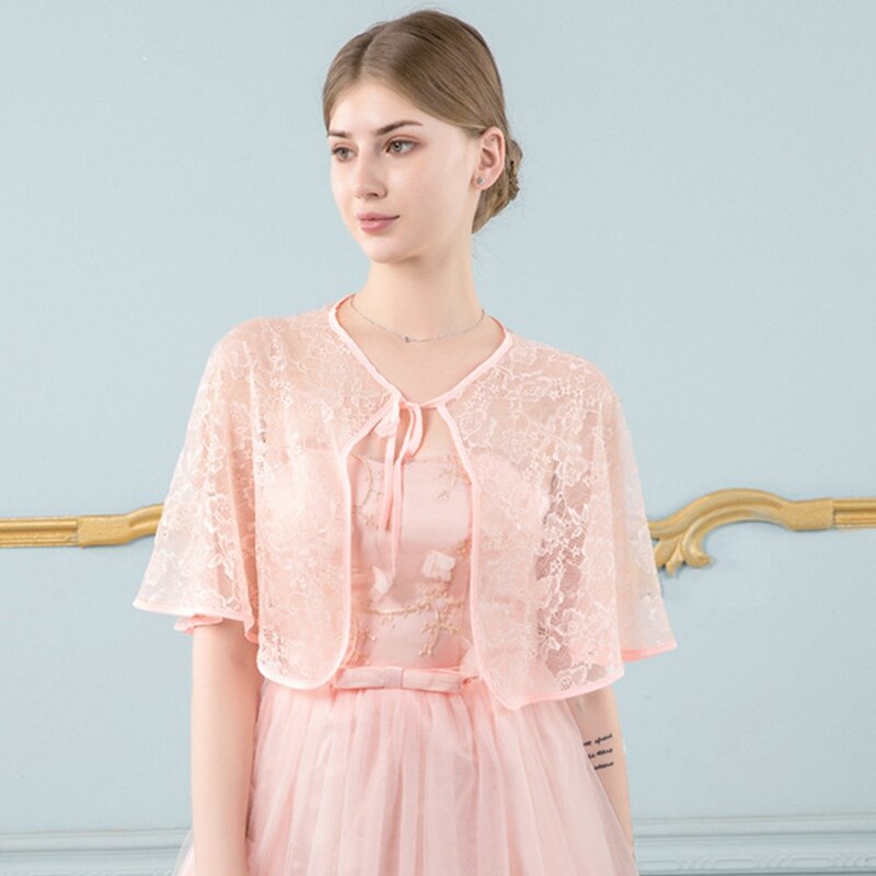 Bryllup kvinner tynn sommer blonder brudekappe fest ball dame blonder bolero fest kveld skuldertrekk tilbehør sjal myk omslag: Oransje rosa