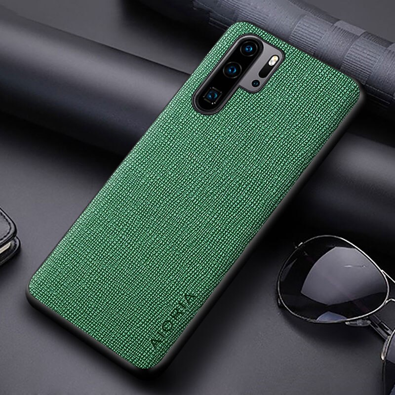 Case for Huawei P30 Pro P30 Lite coque Concise cross pattern Pu Leather soft TPU&amp;Hard PC phone cover for huawei p30 pro case: For P30 Pro / Dark Green