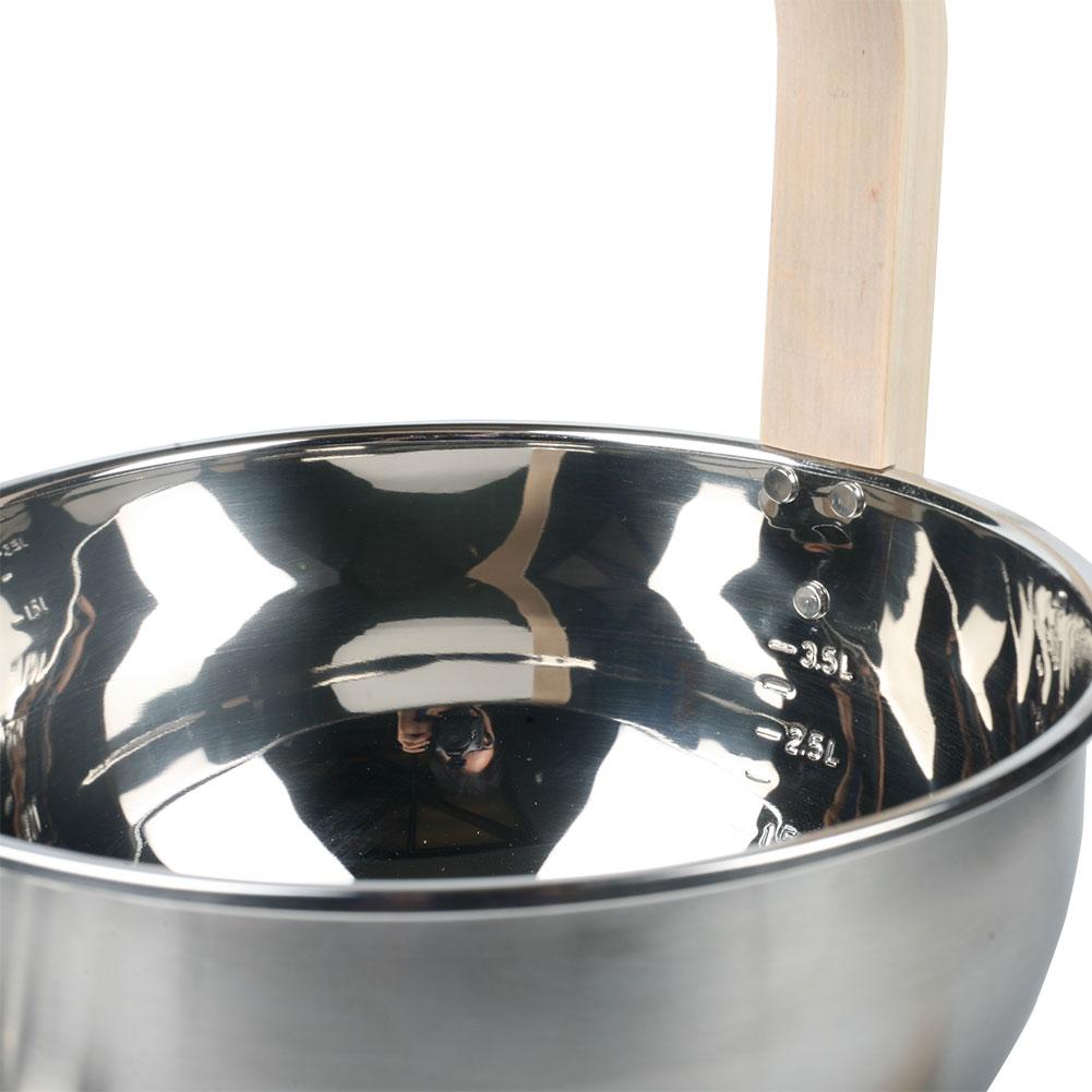 Stainless Steel Sauna Bucket Durable Ladle Premium 4L Finnish Sauna Bucket With Wooden Handle Spa Accessory