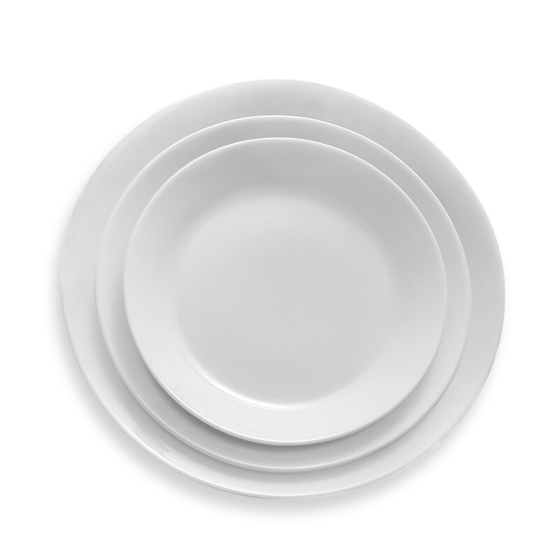 Hvitt opal glass porselen flate tallerkener middagsretter servise salatrett sushi frokost biff tallerken