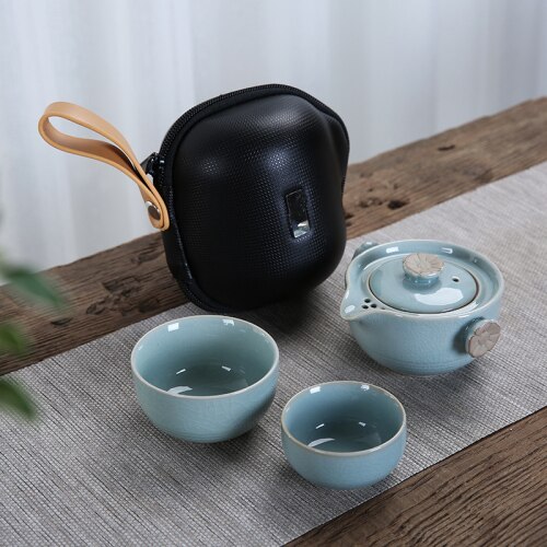 Small Porcelain Tea Pot Set Beauty Glazed Green Teacups Luxury Chinese Tea Set Conjunto De Cha Travel Cup Set AC50TS: Style3