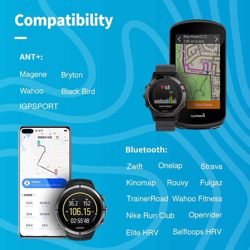 Geoid – capteur de fréquence cardiaque HS500, Bluetooth ANT +, ordinateur de cyclisme, sans fil, capteur d&#39;activité physique pour Garmin