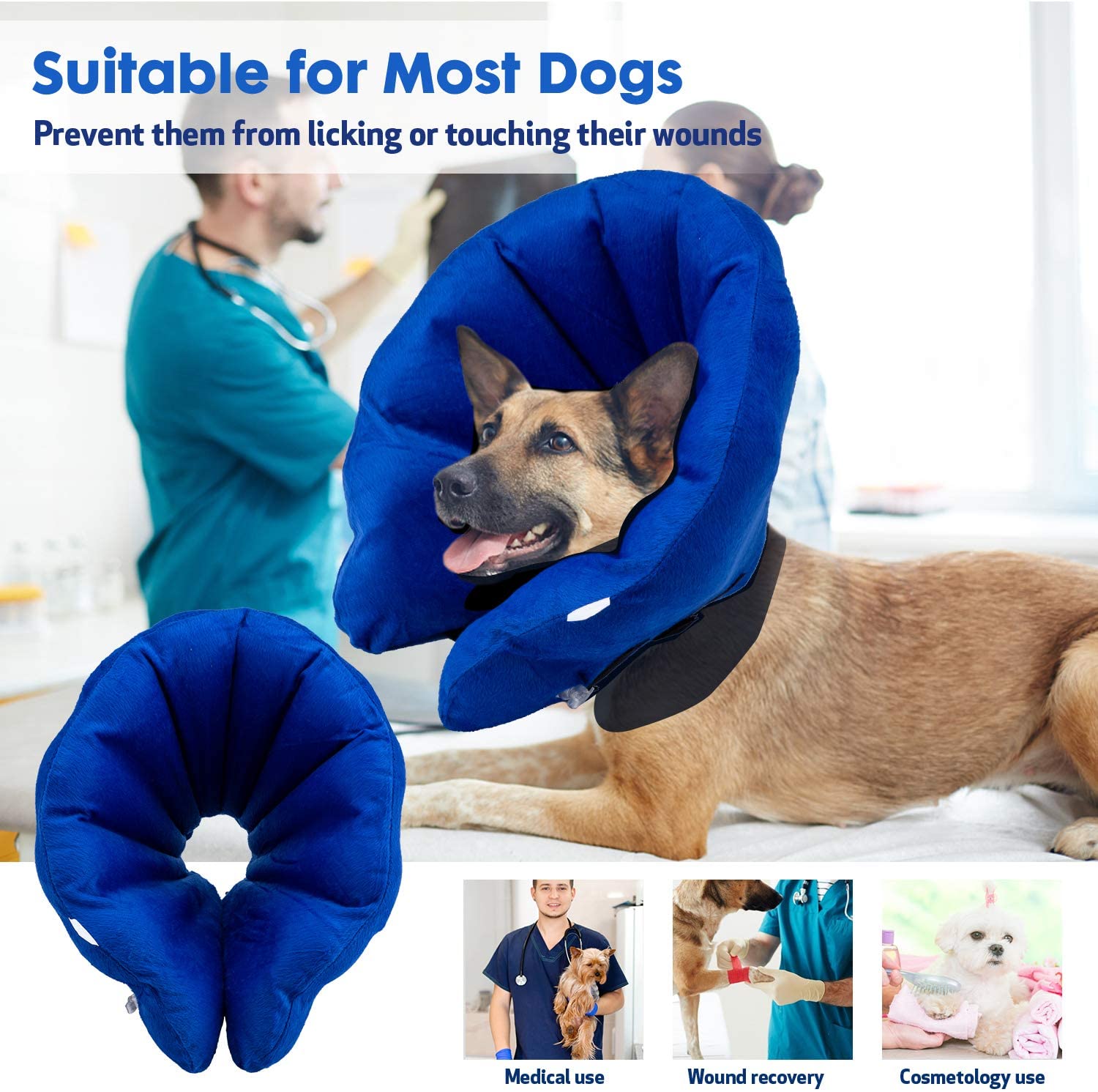 Inflatable Recovery Collar for Dogs Cats Pets [Upgraded Version], Adjustable Soft Collar to Prevent Pet Licking Touching Wounds