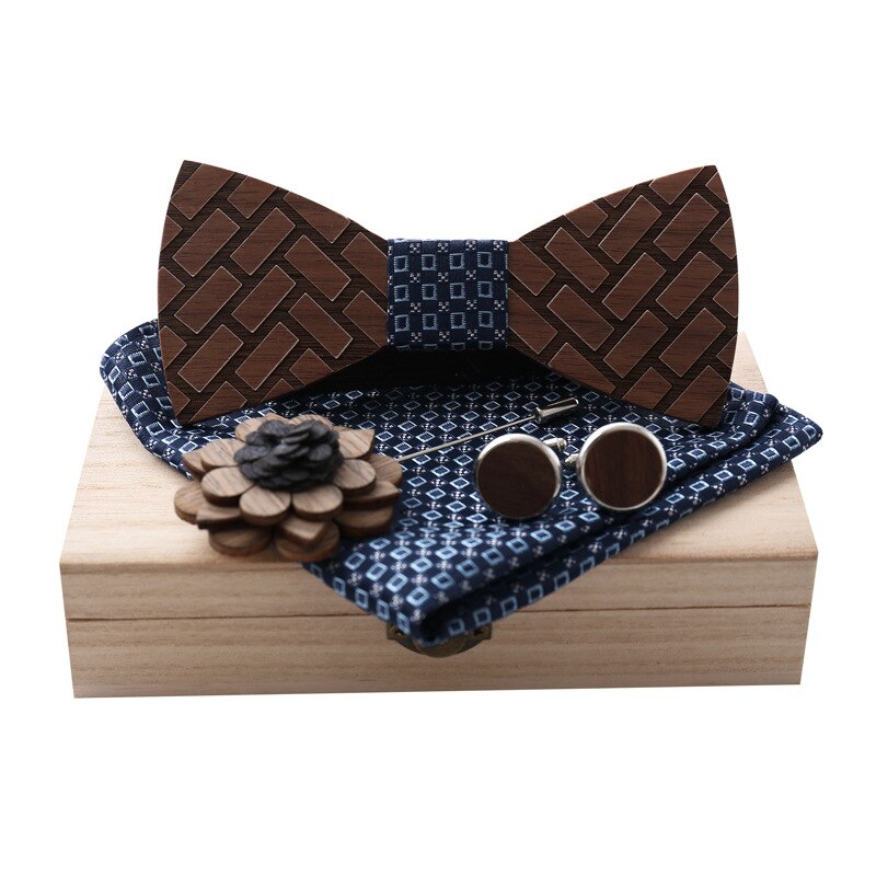 Houten vlinderdas voor heren, unisex, uitgehold, gesneden, retro stropdassen, verstelbare band, vintage vlinderdas: M3307-a9