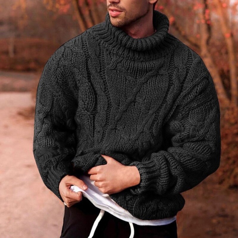 neue Herren Lose Fit Rollkragen Pullover Winter Dicke Warme Gestrickte Pullover Pullover Männlichen Casual Strickwaren Plus Größe