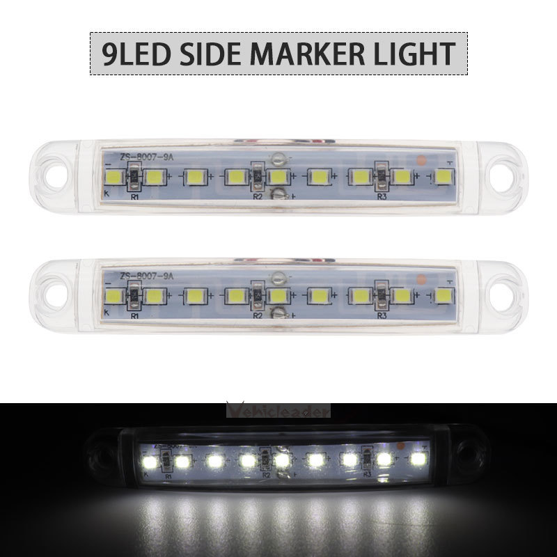 2x Waterproof Trailer Light led 24V 9LED SMD Marker Light Truck Light Side Marker Lights For Trailers Camion Camper