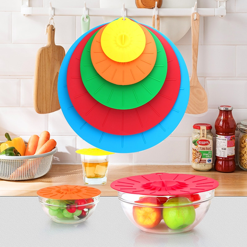 Reusable Silicone Bowl Cover Food Saver Pot Lid Heat Resistant Microwave Cooking Pot Cover Fresh Keeping Cover Kitchen Gadgets