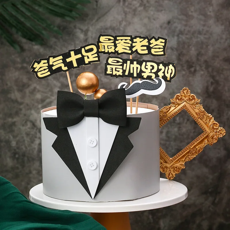 Eva Pak Vlinderdas Gelukkige Vaderdag Cake Topper Vader Verjaardag Papa Decoratie Bakken Decoreren Gereedschappen Feestartikelen