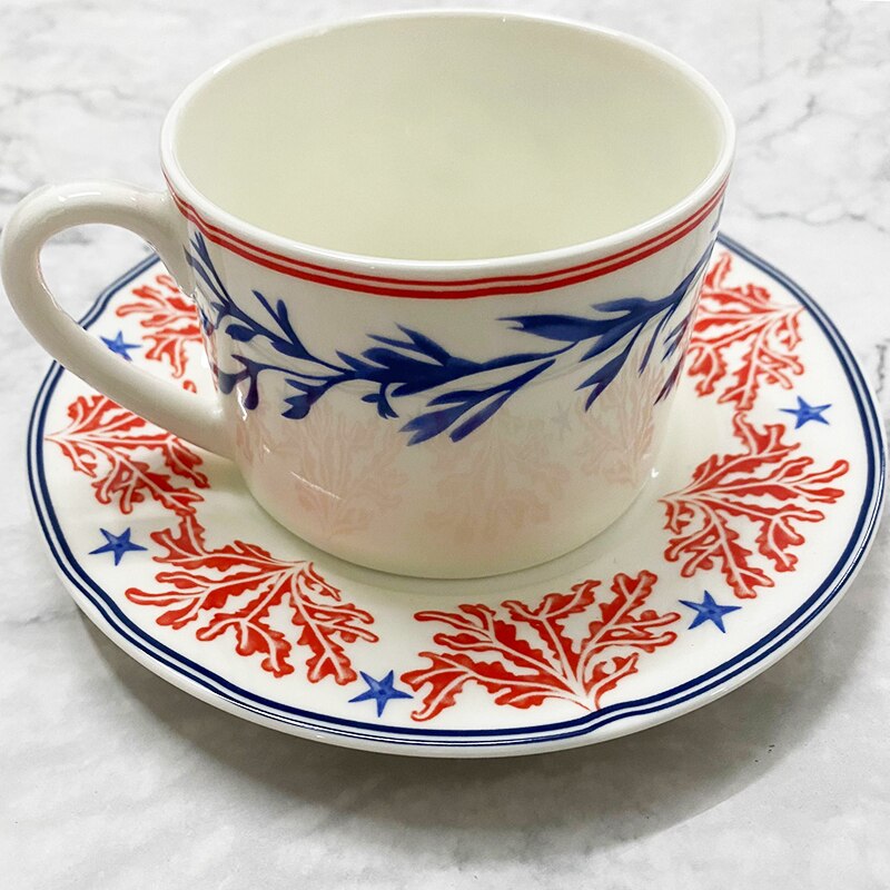 Bone China Tea Cup Saucer Spoon Set Ceramic Teacup White Porcelain Coffee Cup Tea Set Cafe Espresso Cup