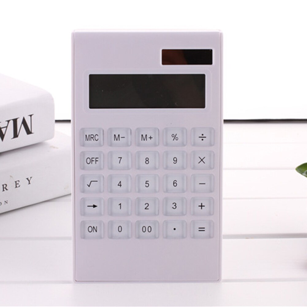 12 Digital Calculator Crystal Buttons Solar Battery Dual Power Office Supplies