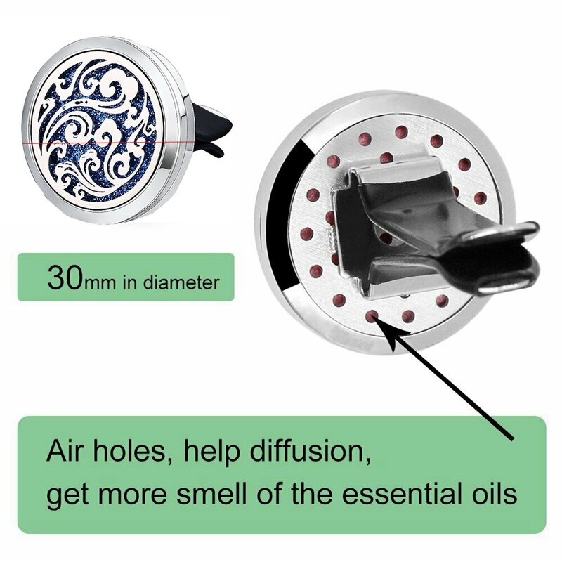 Car Aromatherapy Essential Oil Car Diffuser With 10 Replacement Felt Pads Stainless Steel Air Freshener Car Diffuser Vent Clip