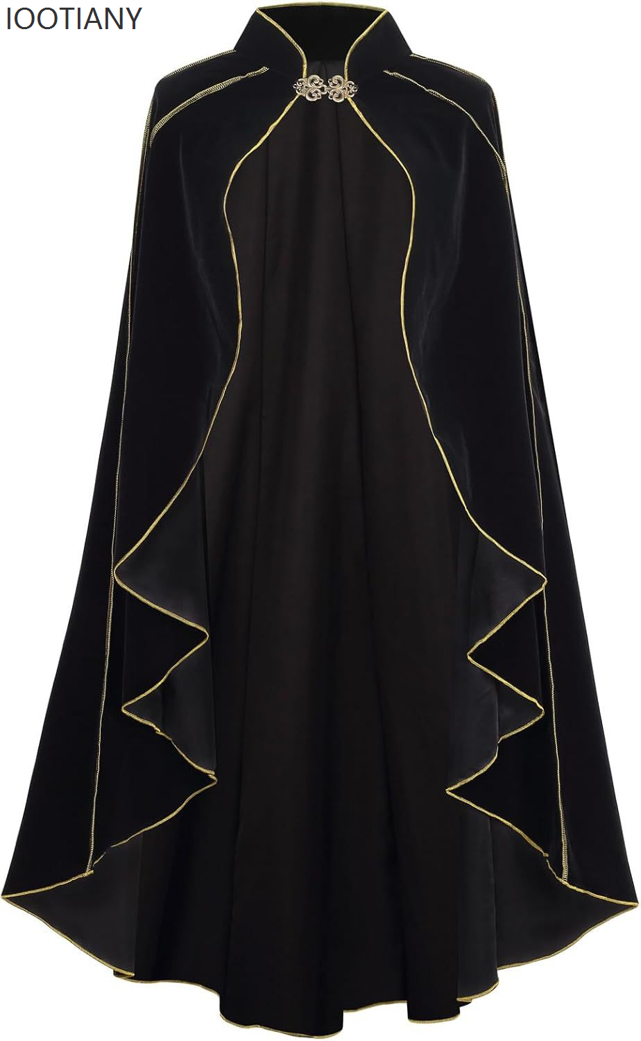 Luxury Queen Cloak Medieval Retro Gold Edge Victorian Noble Gothic Stage Performance Cloak Costume Halloween Vampire Cape: black