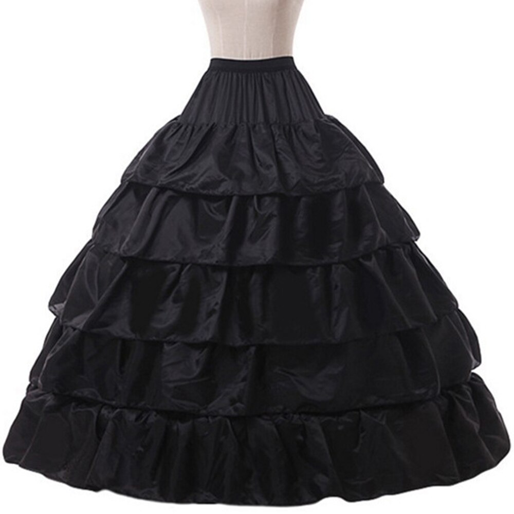 Akcesoria ślubne halka Prom długa suknia balowa krynolina podkoszulek 4 obręcze spódnica halki w magazynie biały czarny czerwony: czarny