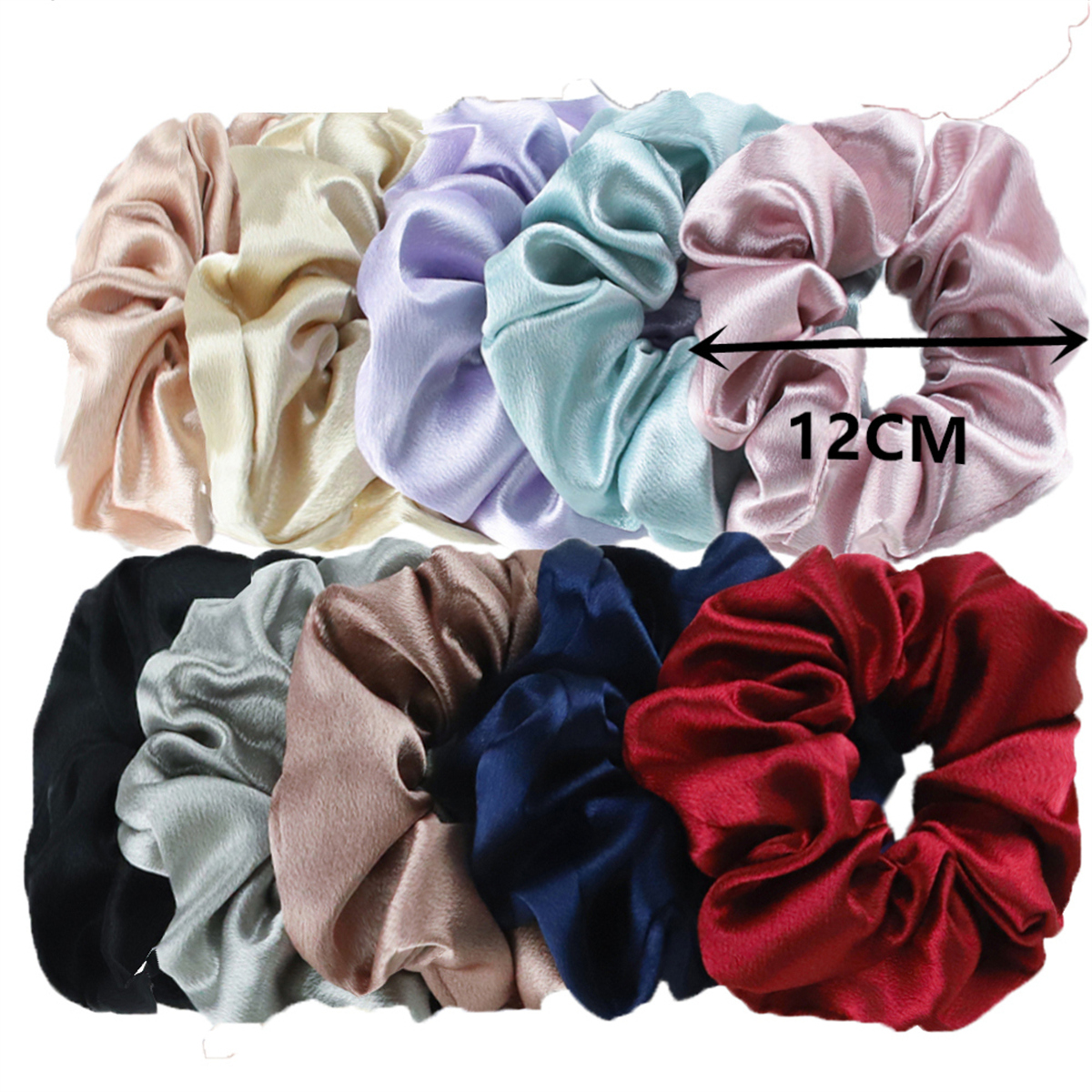 10/5 pz/lotto Accessori Donne Ragazze Raso di Seta Nastri per Capelli Solido Elastico Elegante Elastico Copricapi Titolare Scrunchy Nero