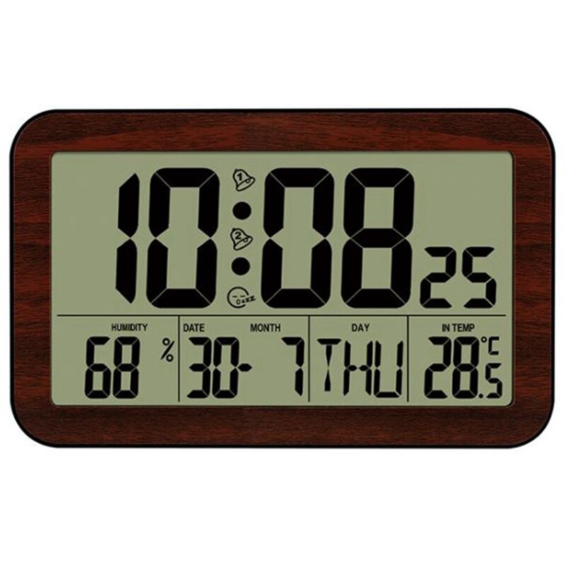 Large Screen Digital Wall Clock Home Electronic Wall Clock Student Electronic Alarm Clock Digital Display Desk Clock: Burgundy