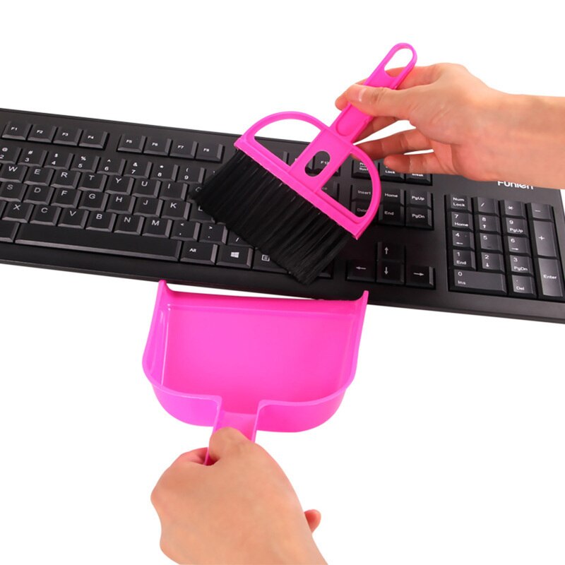 Husholdningsmanual drejelig bred kost kontorbord tastaturrengøringsværktøj mini desktop feje rengøringsbørste lille kost fejebakke sæt