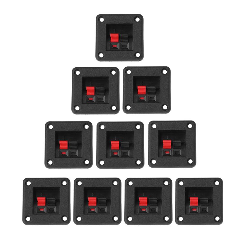 10PCS Speaker Terminal Plate 2 Position 2 Terminals Spring Clip Black Red Double Input Jack Audio Speaker