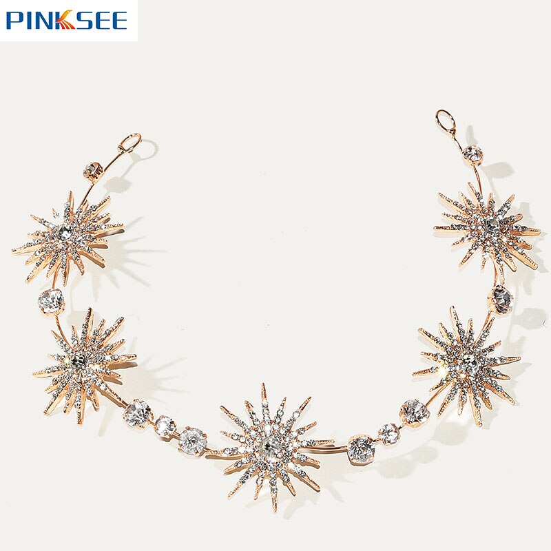 Luxe Bruids Haar Sieraden Ster Hoofddeksels Crown Strass Crystal Hoofdbanden Tiara Bruiden Meisjes Hoofddeksels Bruiloft Accessoires