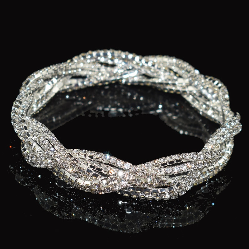 Kristall Charme Armbänder frauen Gold Silber Überzogene Strass Armbinde Strang Armbänder Hochzeit Braut Partei Schmuck