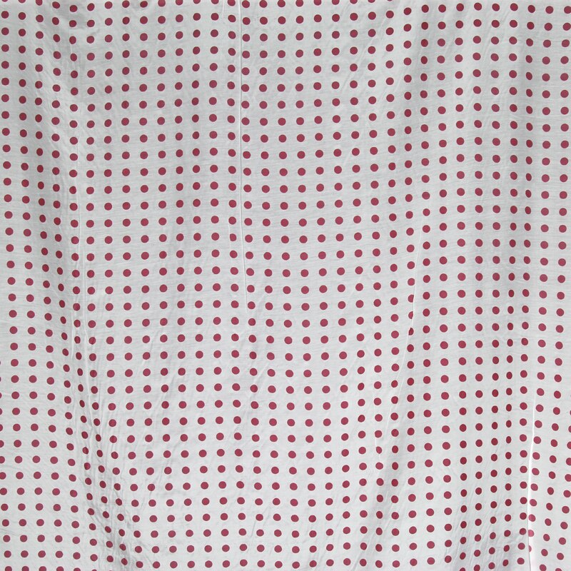Red polka dot print on white bottom silk cotton fabric spots ,SCT386