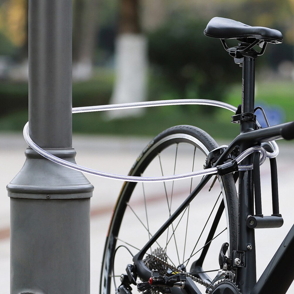 1pc Security Double Loop Coated Bike Lock Wire Bike Lock Cable For D-Lock U-Lock