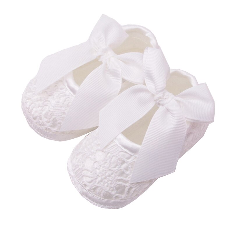 Cotton Lace Baby Girl Shoes Toddler Soft Sole Anti-slip Baby Shoes for Girls Big Bow Princess Shoes for Birthday Party: white / 11