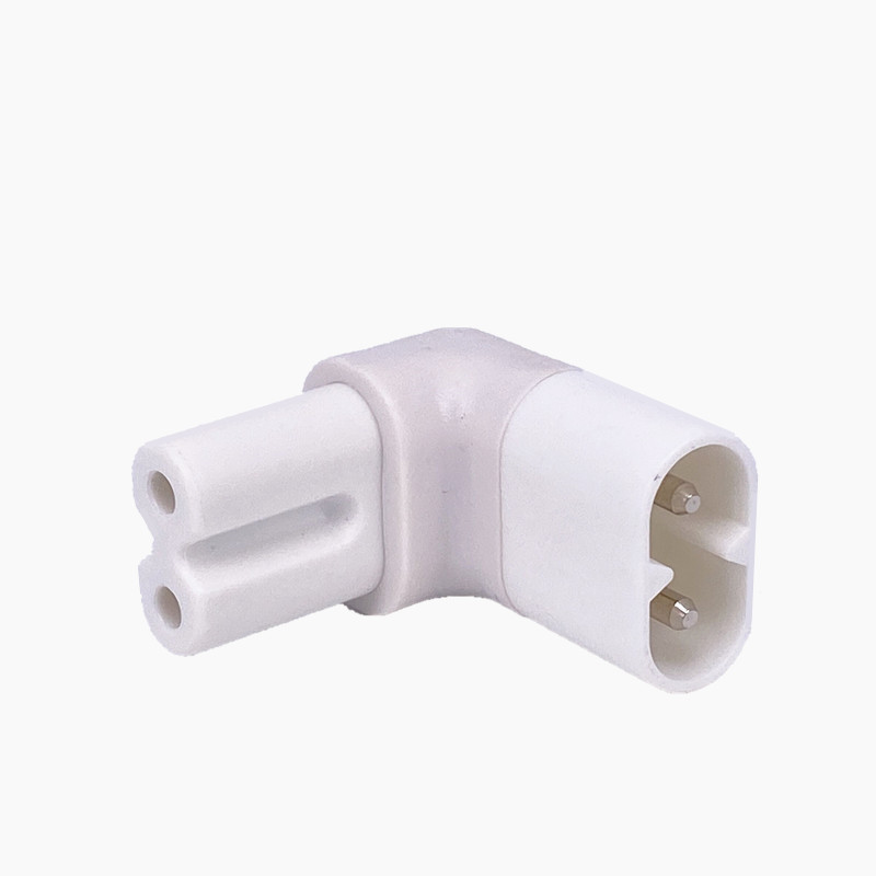 1pc iec 320 2- pin  c7 hunn til  c8 hann rettvinklet ac strømadapter omformer