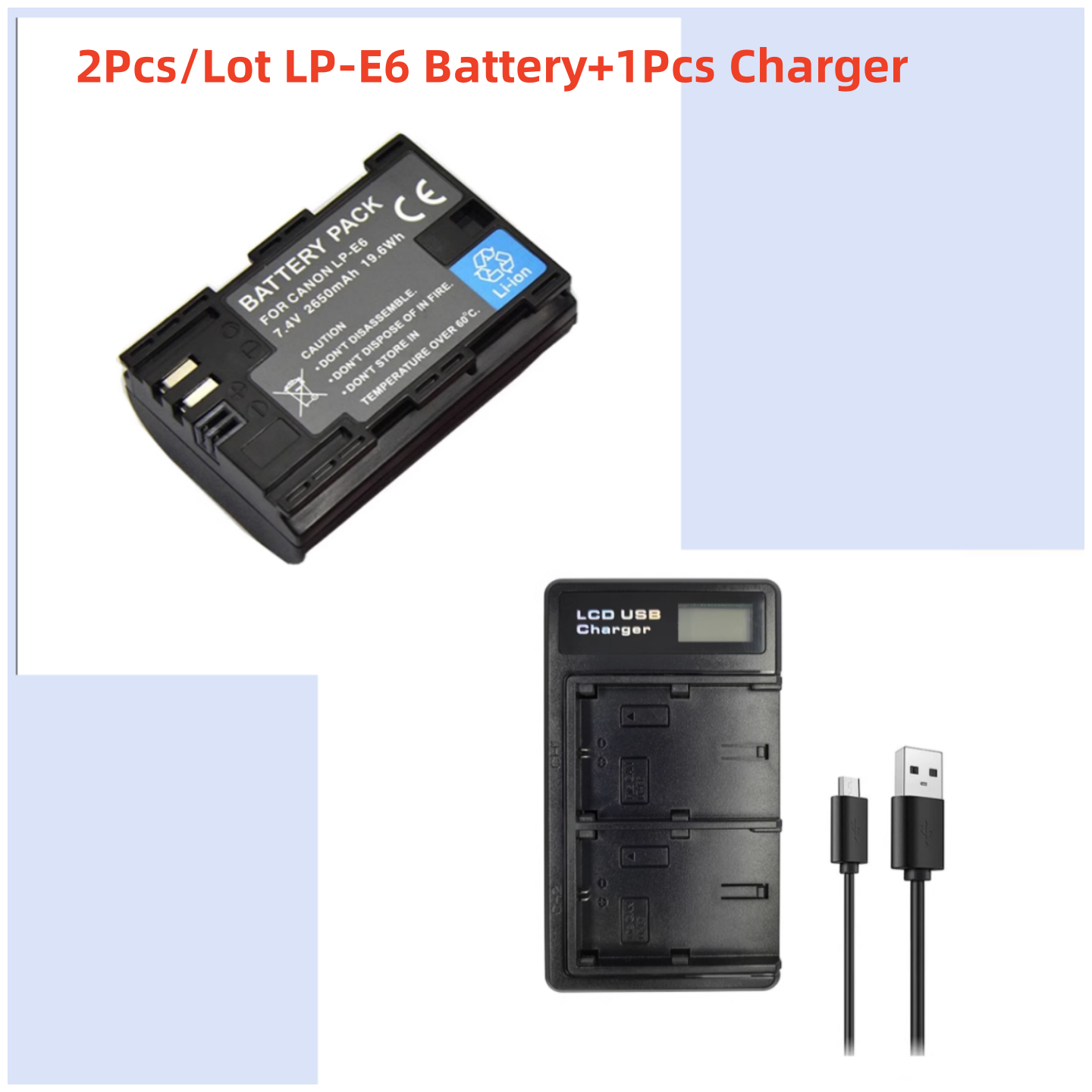 LP-E6 LPE6 E6N Camera Battery For Canon EOS R R5 R7 R6 R5C 60Da 60D 70D 80D 90D 5DSR 5Ds 5D 6D 7D Mark II LP-E6 Battery Charger: Other