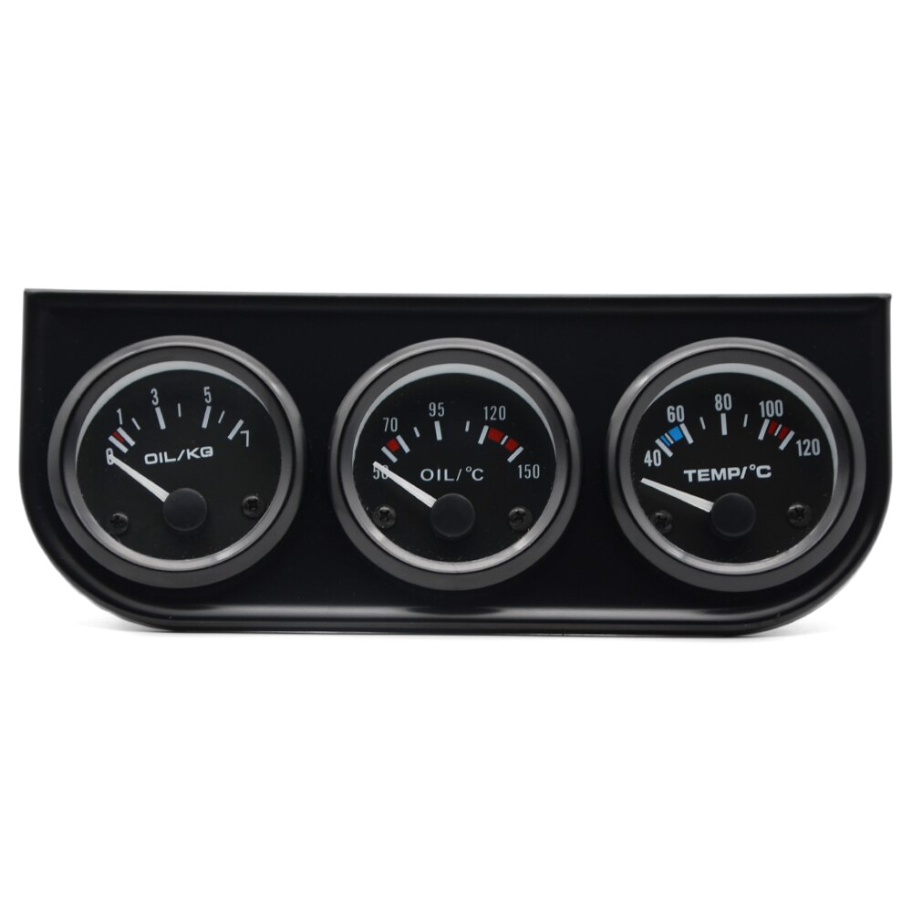 Water Temp Oil Temp Oil Pressure Gauge 52mm 3 in 1 Triple Gauge Kit Black Color With Sensors and holdercombination