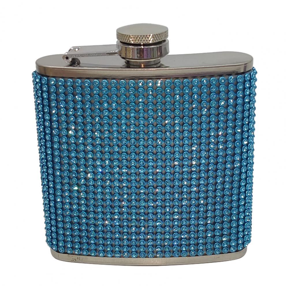 180ml stainless steel with pink diamond hip flask ,Special hip flask for Ladies Anti Wine Flask for Household: Blue