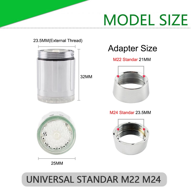 Led Water Kraan Accessoires Glow Kleurrijke Tap Nozzle Voor Badkamer Keuken Head Light 3 Kleuren 7 Kleuren