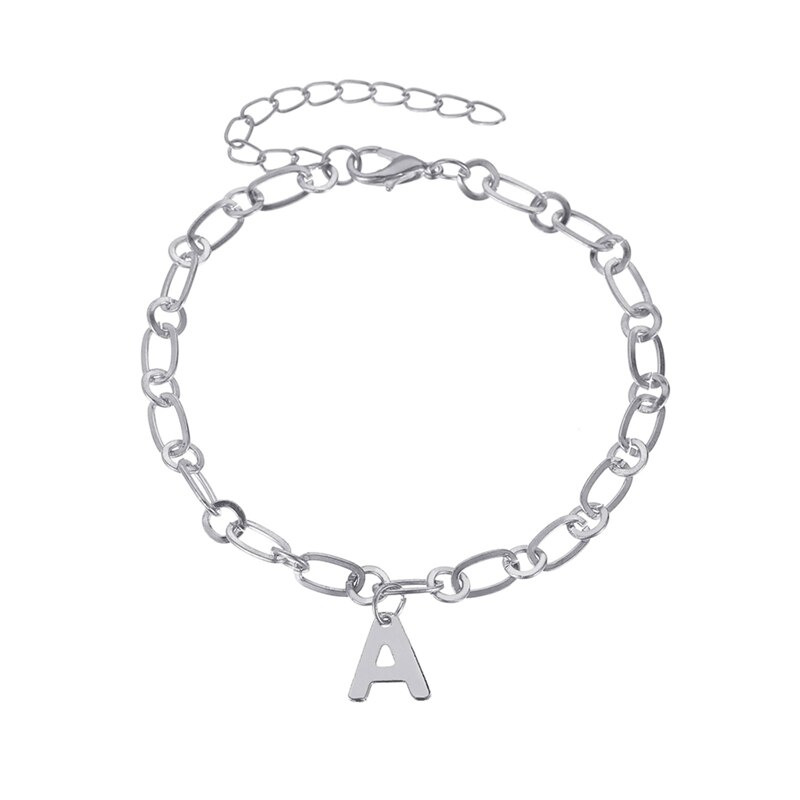 Crystal Letter Anklets Bracelet for Women An Alphabet Anklets Female Gold Color Leg Foot Chain Boho Jewelry: SV
