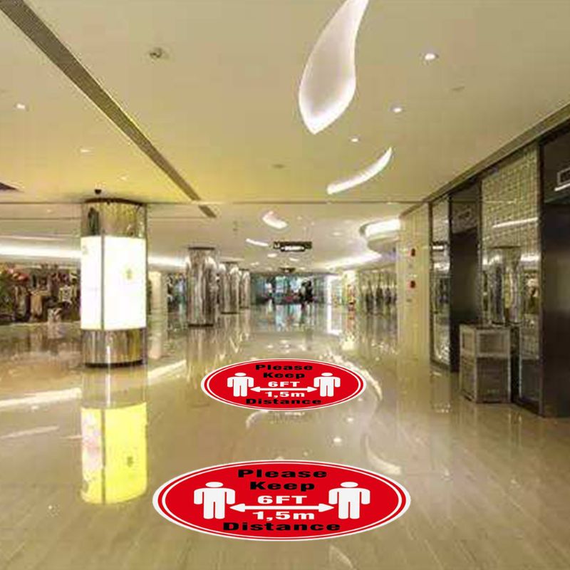 Round Anti-Slip Social Distance Keeping Floor Sticker Safety Floor Sign Marker Adhesive Paster Maintain 6 Feet Distance