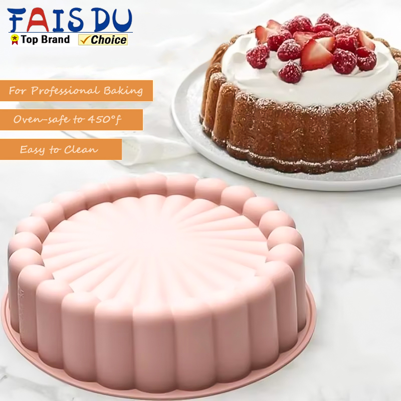 Fais du multifunktionell silikon kakform återanvändbar nonstick rund form för gör-det-själv-bakning desserter och mousse kaktillbehör