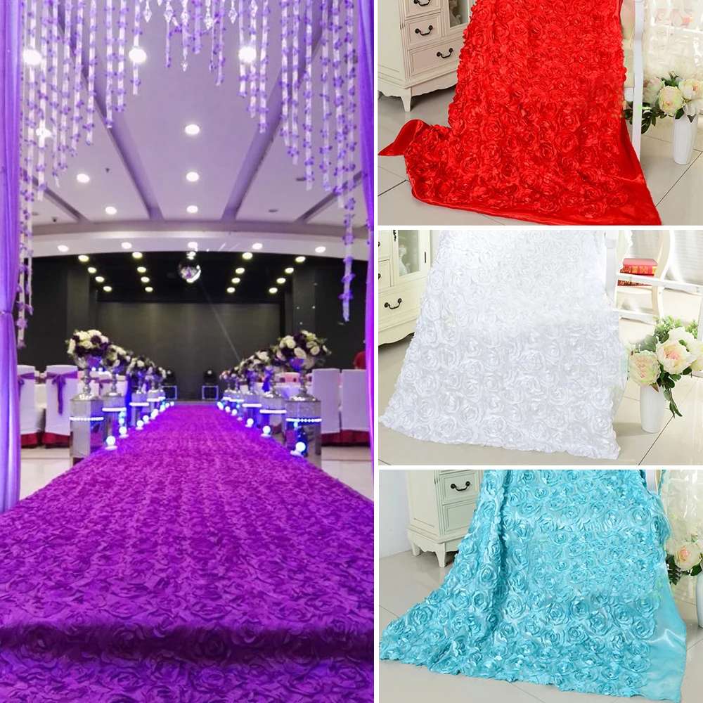 Hochzeit Dekoration 3D Satin- Rose Spitze Teppich Bestickte Festival Feier Blume Teppich Braut Hochzeit Teppich Vorhang Dekor