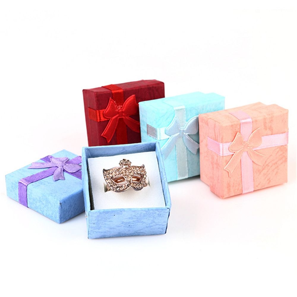 1pc Nice Paper Square Bowknot Ring Earring Necklace Jewelry Box jewelry Display Box Dicount on