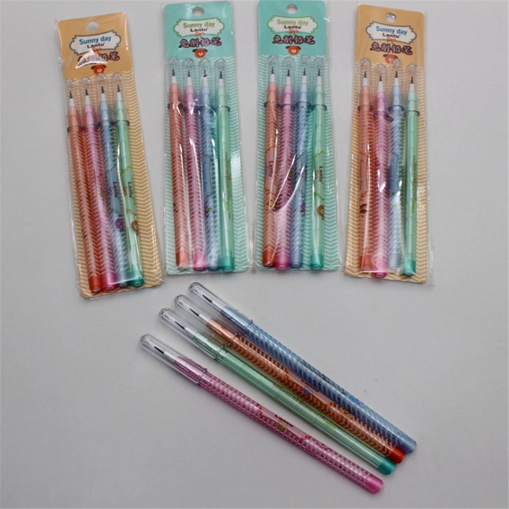 4pcs/set Colorful Non-sharpening Pencils Cute Stationery Pencil Plastic Pencil Student School Stationery material escolar: B