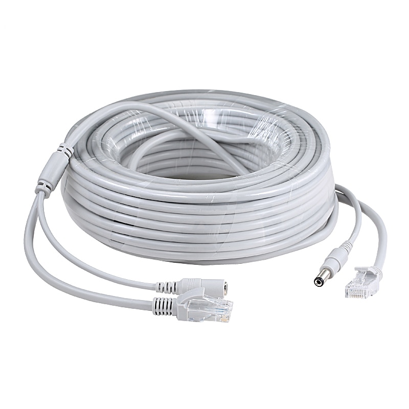 5M/10M/20M/30M Ethernet Cctv Kabel RJ45 + Dc Power Connector RJ45 kabel Cat5 Netwerk Lan Cord Voor Ip Camera &#39;S Nvr Systeem